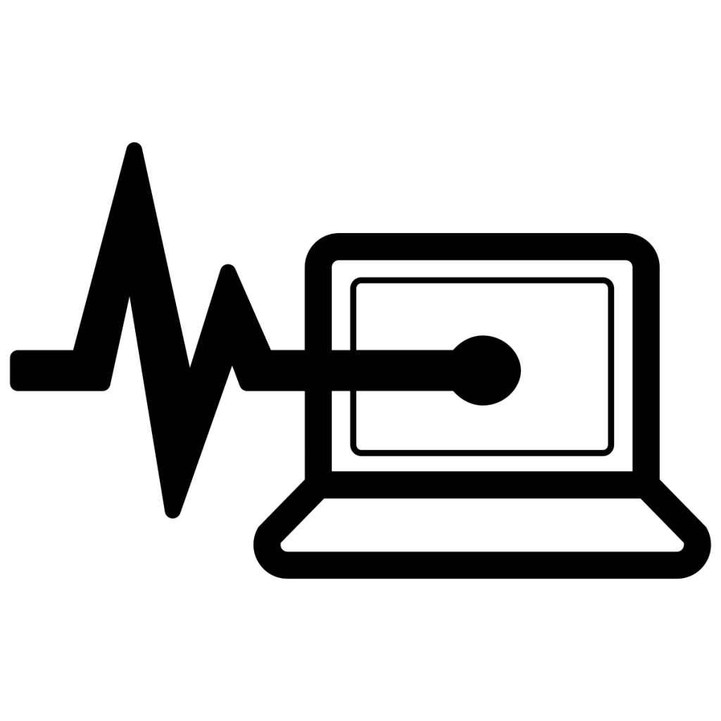 An electrocardiogram signal leading to a computer